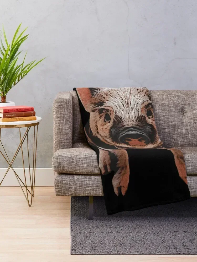 spotted piglet, baby animal motifs, cute animal outfits Throw Blanket Loose Hairy Blankets