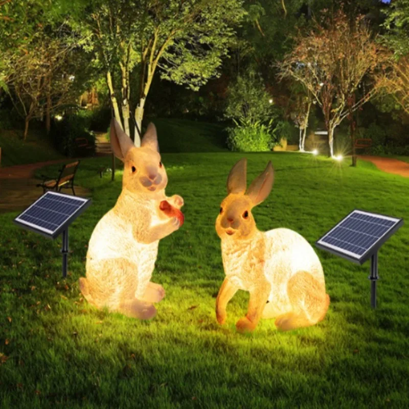 Lumières à Motif de lapin lumineux dynamique, modèle de lapin, éclairage de paysage, Sculpture lumineuse, lampe de jardin pour animaux