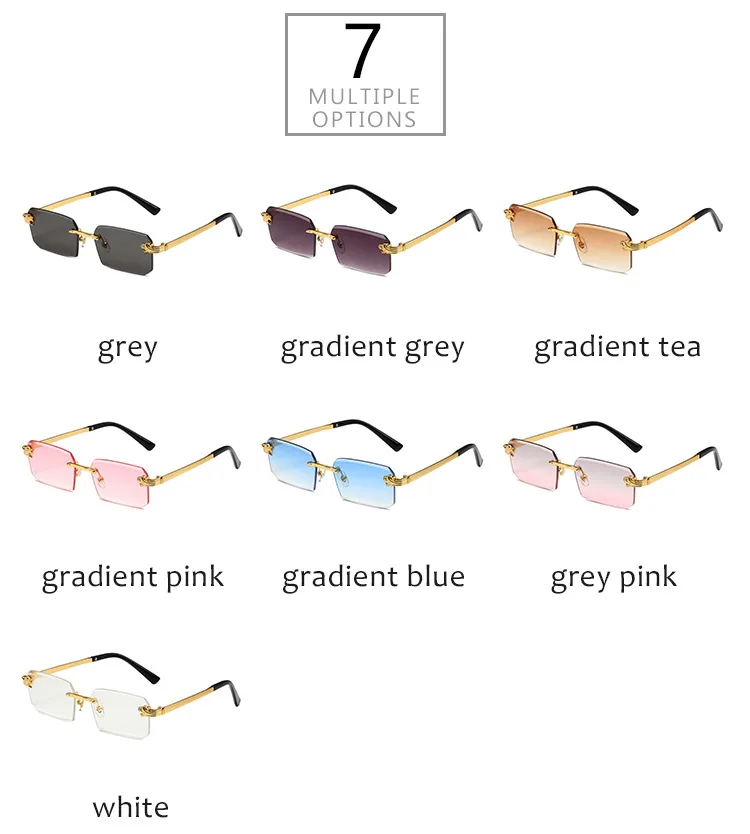 Damen Metallrahmenlose Sonnenbrille Hochwertige Luxusmarke Klassische Casual Sonnenbrille Unisex Outdoor Sport Rechteckige Schattierung Herren – Detail 10