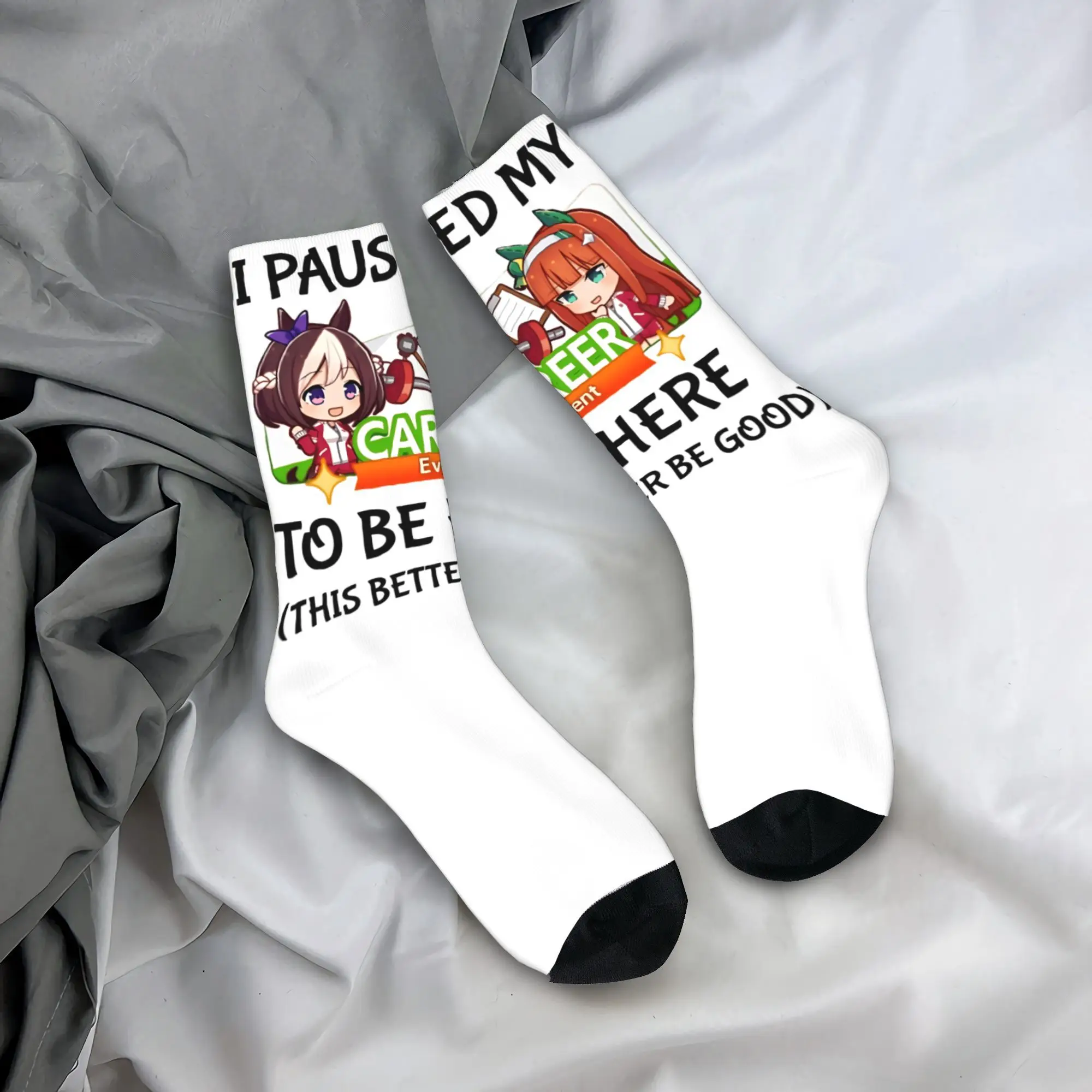

I Paused My Uma musume Career To Be Here Socks Pattern Stockings Non-Slip Women Men Socks Soft Autumn Casual Running Socks