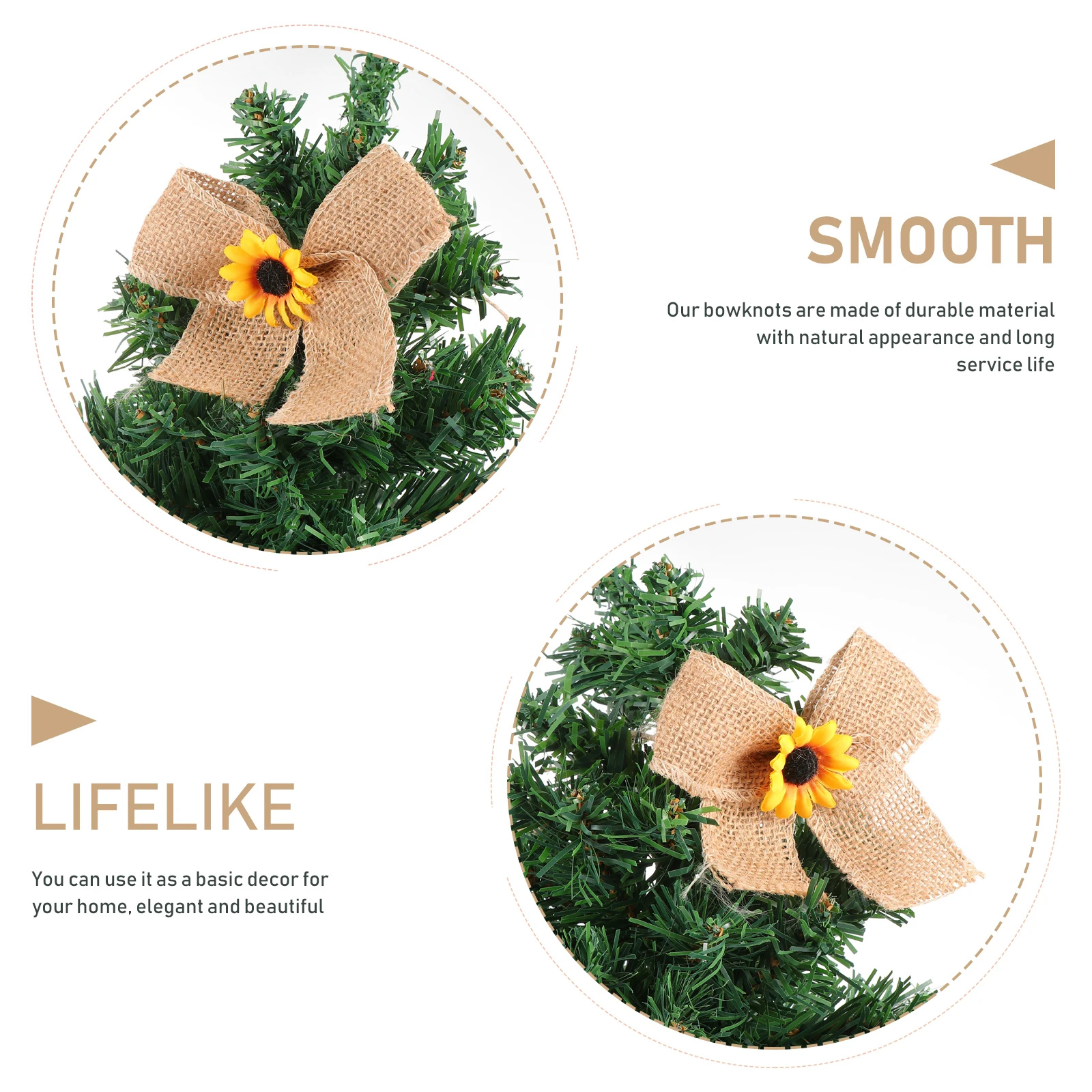 

10Pcs Bowknot Decoration Elegant Linen DIY Christmas Bows Party Festival Adornment Wood Plate Decorative Bow Ornaments for Home