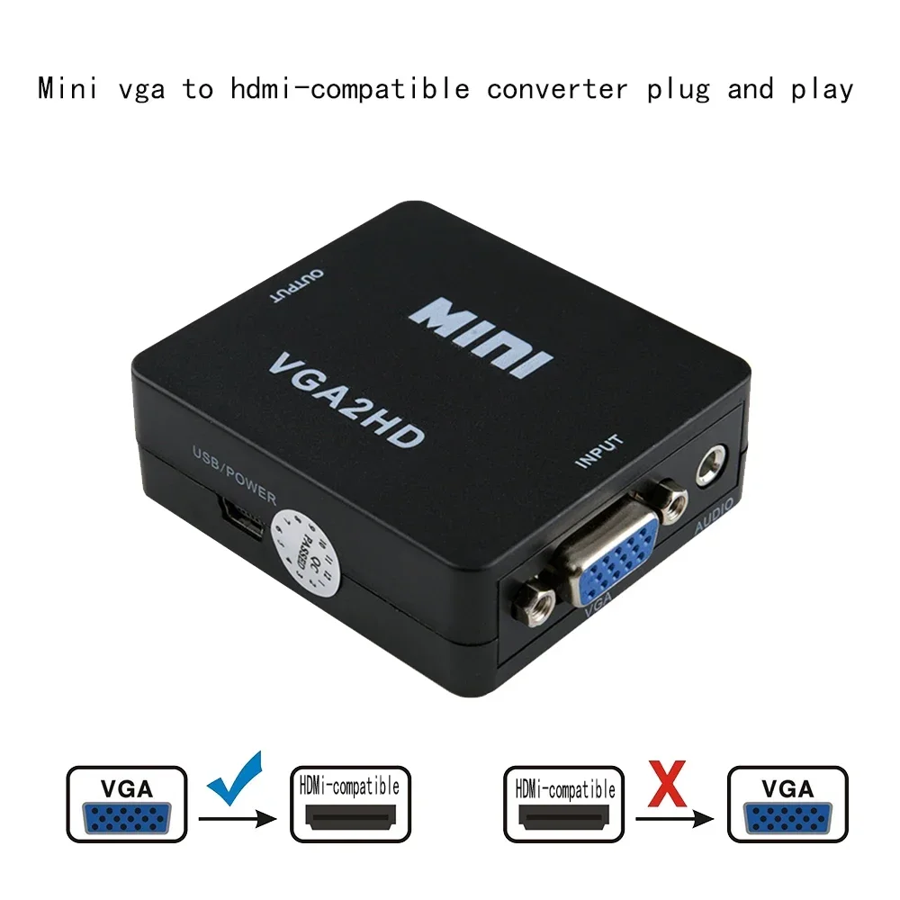 1080P VGA to HDMI-Compatible Adapter Audio VGA Audio Cable Converter For Laptop PC TV Box Computer Display Projector