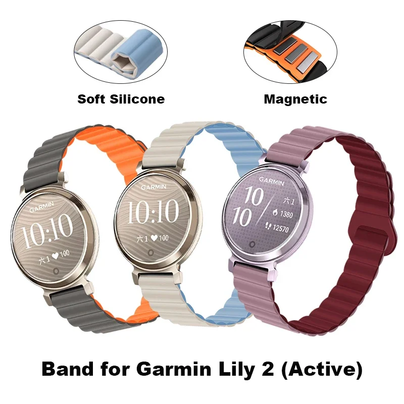 

Ремешок с магнитной петлей для часов Garmin Lily2, силиконовый браслет, ремешок для умных часов Garmin Lily 2, аксессуары для активных часов