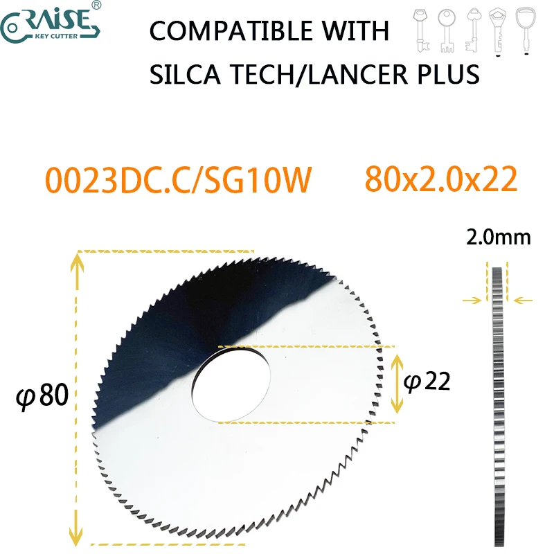 SILCA SG10W Carbide Milling Cutter Slotter 80x2.0x22 Compatible with SILCA TECH SILCA LANCER Locksmith Tools