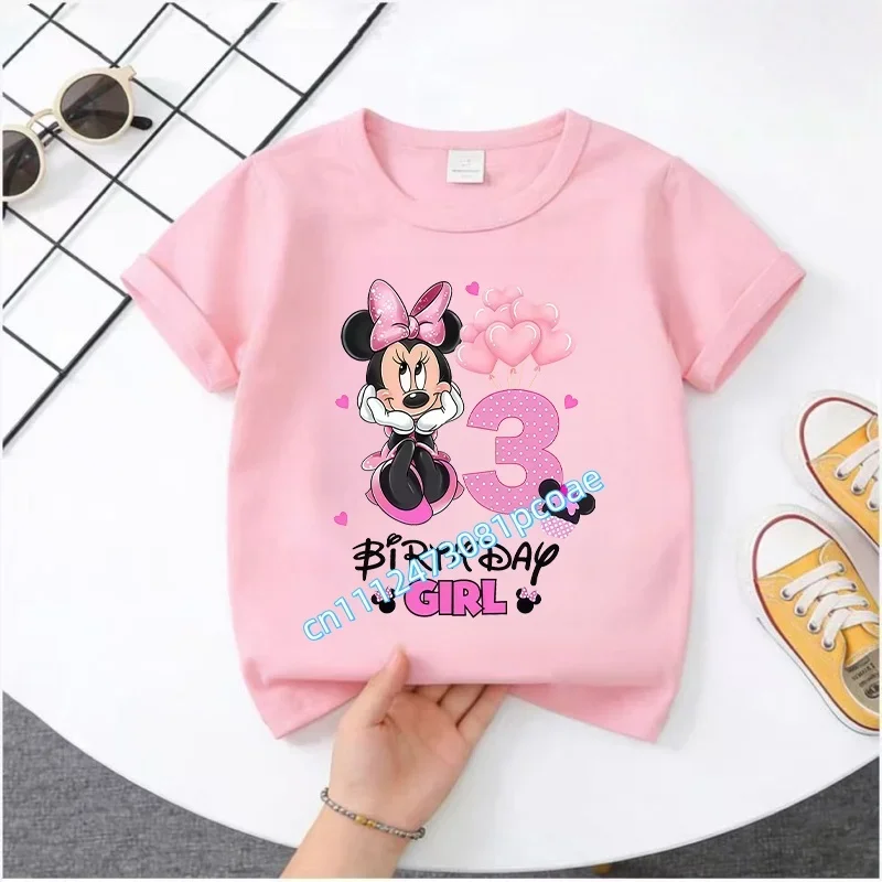 Mickey Mouse Child Birthday Clothes Girl Boy Number T Shirt Cartoon Print Kids Tee Baby Top Summer Infant Cute Short Sleeve Gift view 5