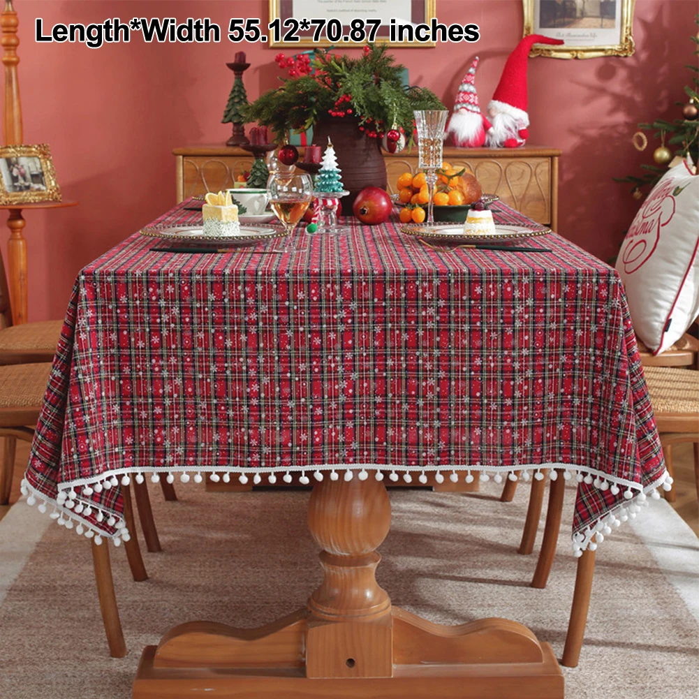 

Christmas Tablecloth Green Plaid Photo Atmosphere Resort Home Textile 2024 New Year Table Cover For Family Gathering Restaurant