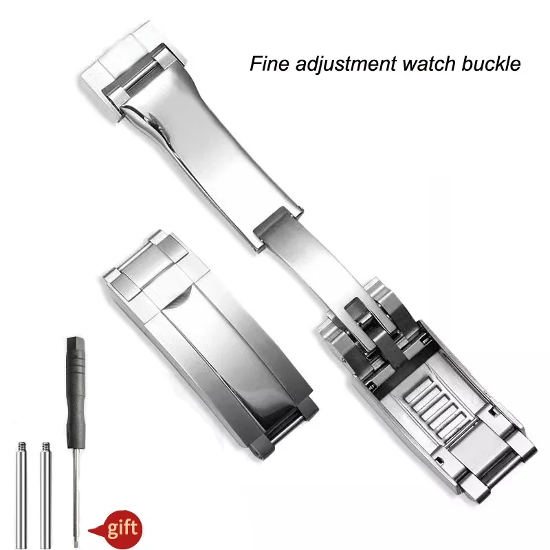 

Steel Folding Buckle Glide Lock Fit For Rolex Submariner Oysterflex Daytona GMT Watch Band Strap Deployment Clasp 9MM