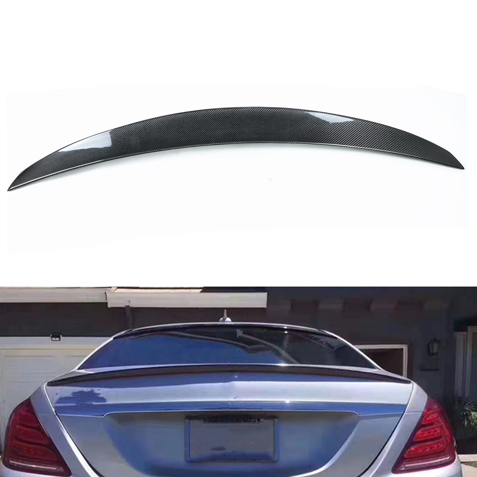 

Carbon Fiber Car Rear Trunk Wing Lid Spoiler Decklid Flap Duckbill Lip For Mercedes Benz S Class W222 S450 4 Door 2014-2020