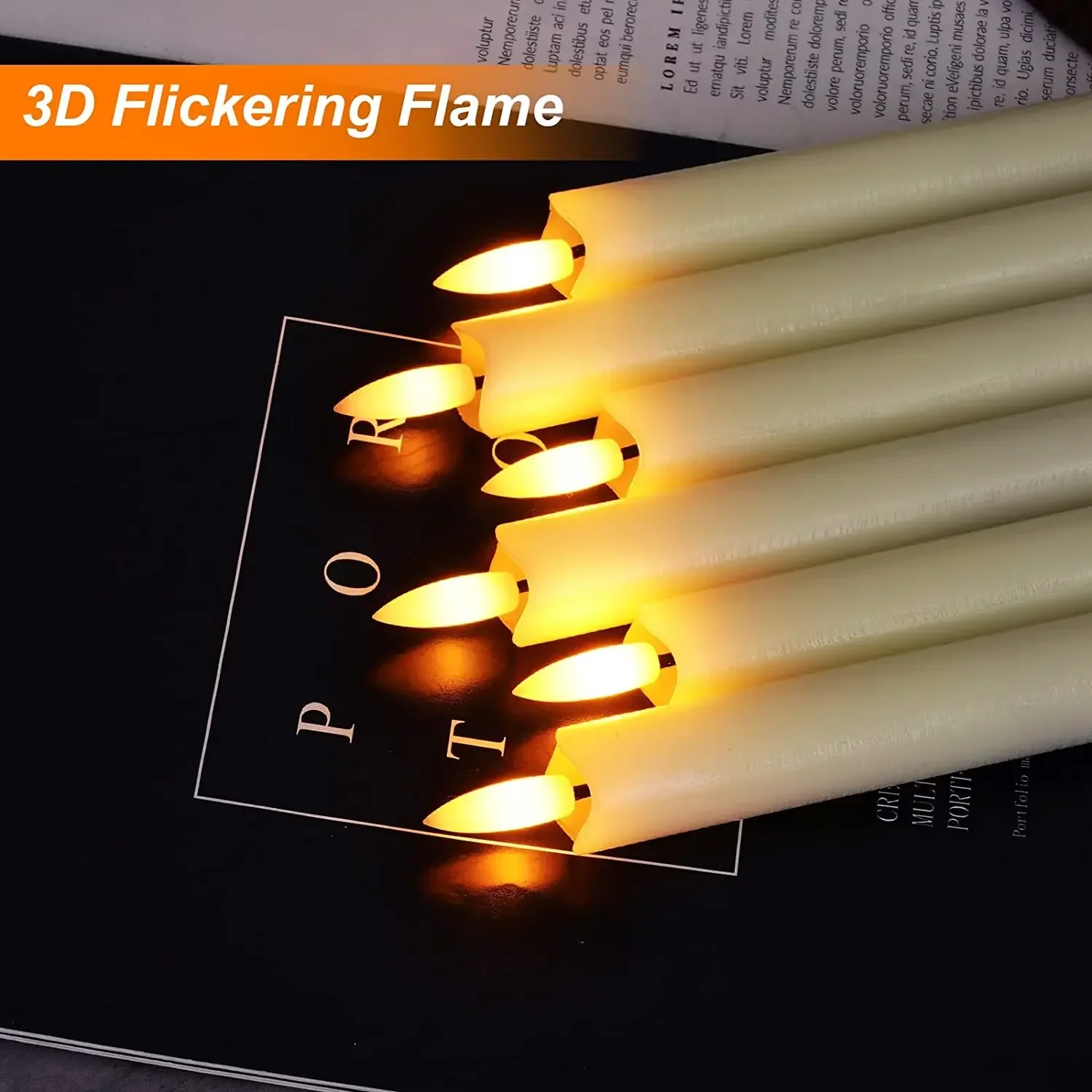 6Pcs/Set Long Candles LED Flickering Taper Candles Battery Powered Flameless Candles Timer Candle with 10-Key Remote for Wedding