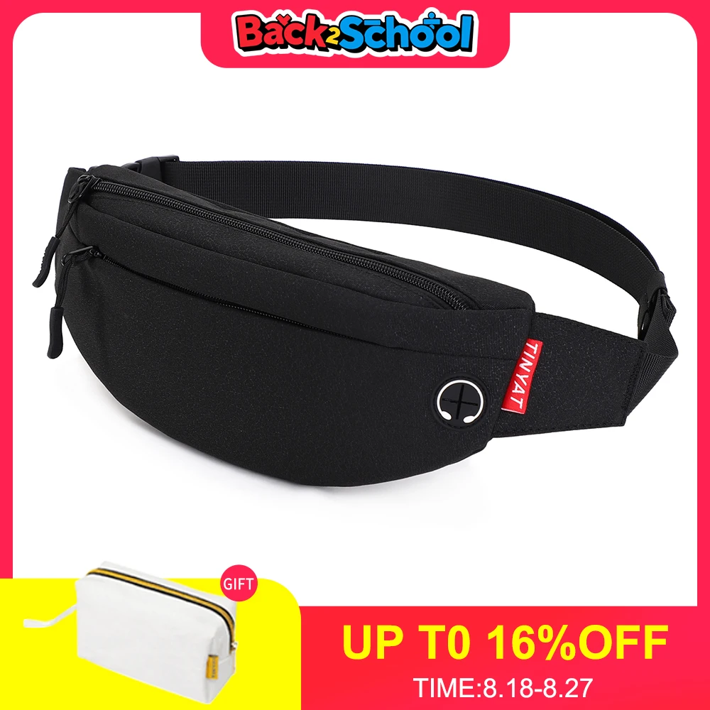 TINYAT marsupio da uomo marsupio borsa Casual grande borsa da cintura per telefono borsa da viaggio in tela da donna marsupio borsa a Banana Hip 4 tasche