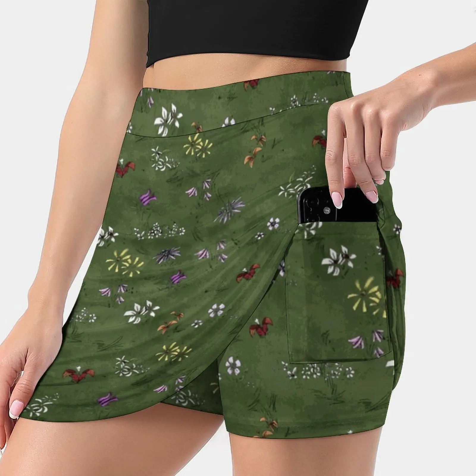 

Don'T Starve Flower Field - Tiled New Women Skirts Double-Layer Printed Short Dress Mini Sport Skirt Grass Meadow Flower