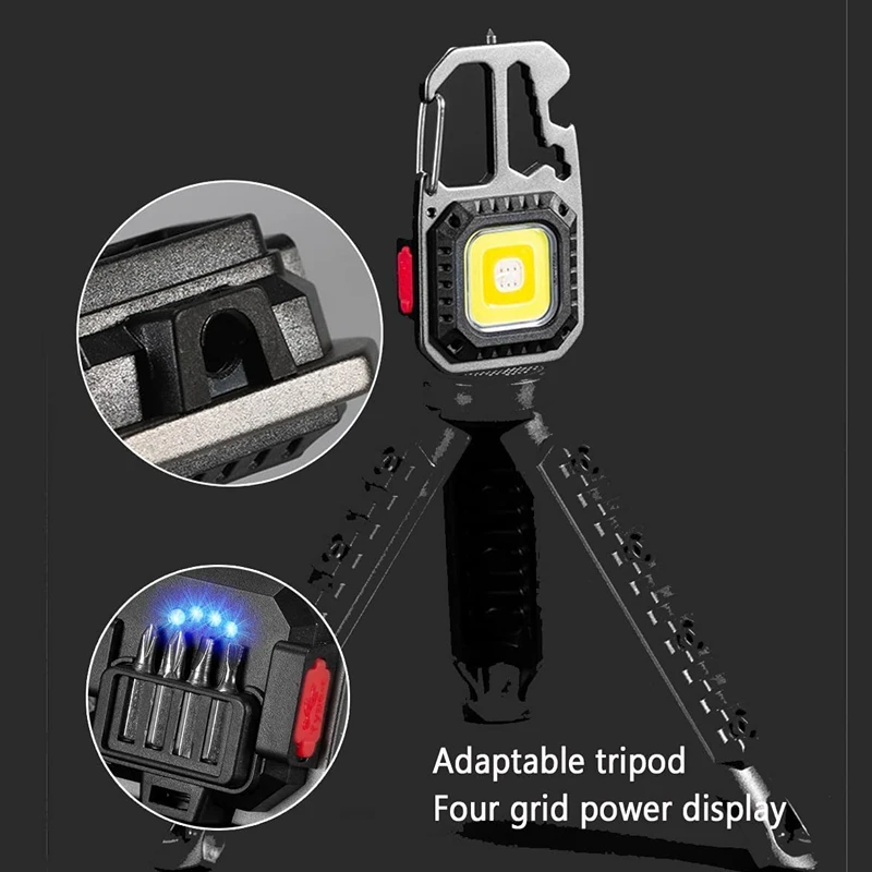 Mini LED Flashlight Rechargeable Pocket Keychain Light Outdoor Emergency Camping Lantern Portable COB Work Lamp Safety Hamme