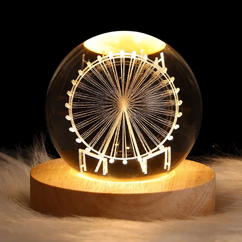 

Glowing Galaxy Planet Crystal Astronaut Night Ball Light Bedside Mood Lamp Ideal Decor Light for Ramadan Household Bedroom