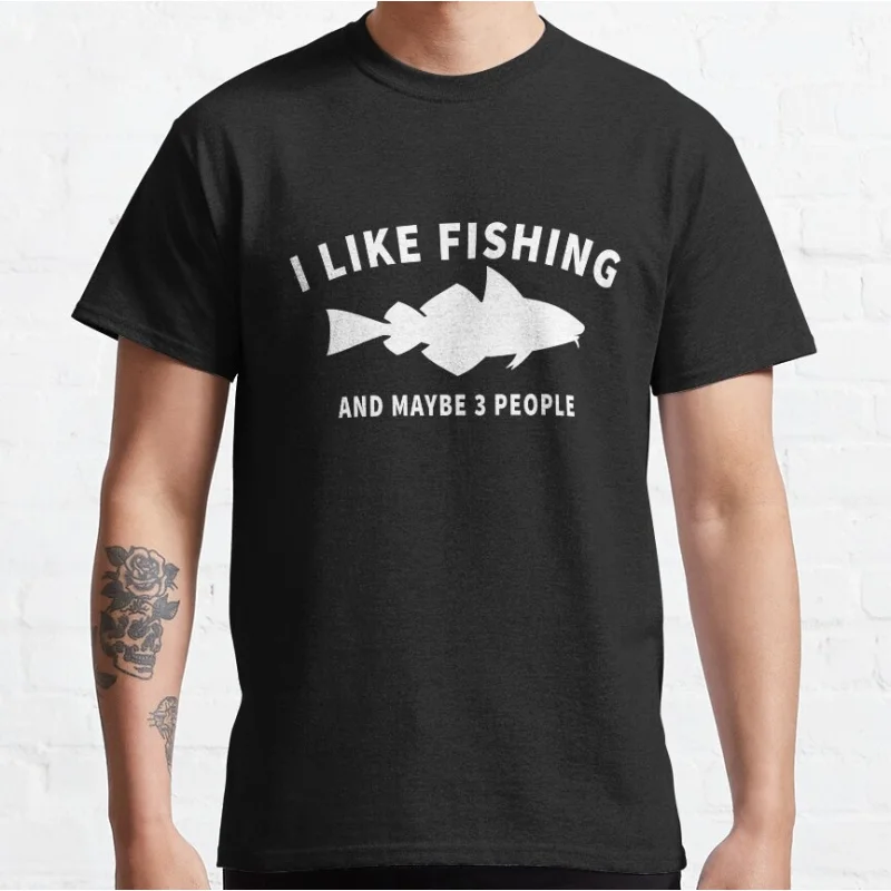 

i like fishing 0225 Funny Fisherman gift t shirt for men Fly fishing 100% cotton printed Graphic Clothes All size tops S-6XL