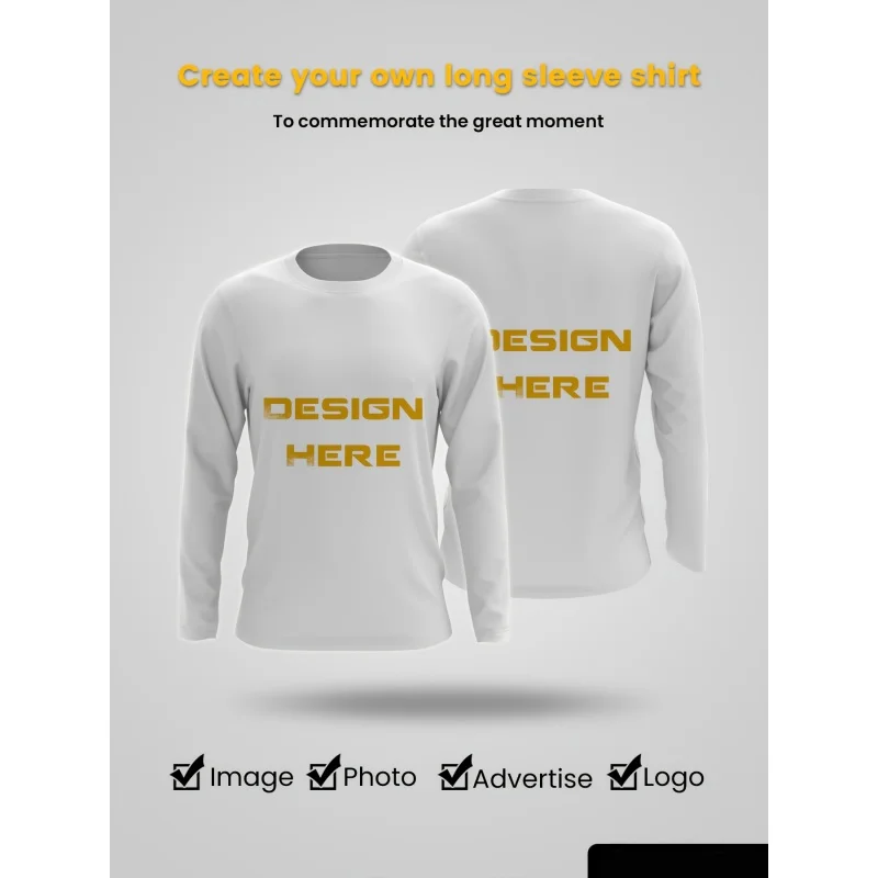 3D Printed DIY Customized T Shirt For Men Photo Logo Pattern Tee Autumn Casual Long Sleeves Street O-Neck Tops Loose T-Shirt