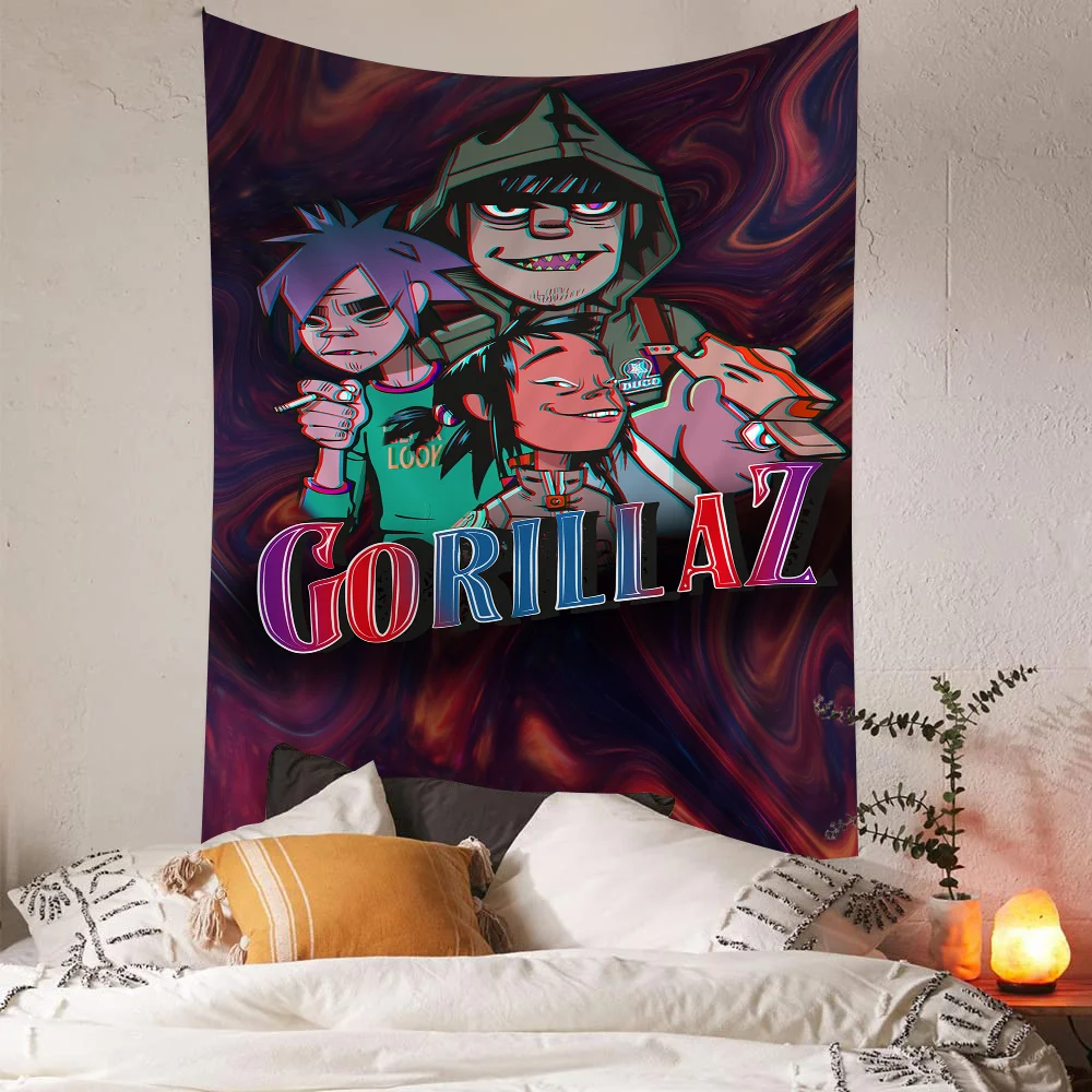 Gorillaz Hip Hop Cartoon Tapestry Bohemian Wall Tapestries Mandala Wall Hanging Sheets