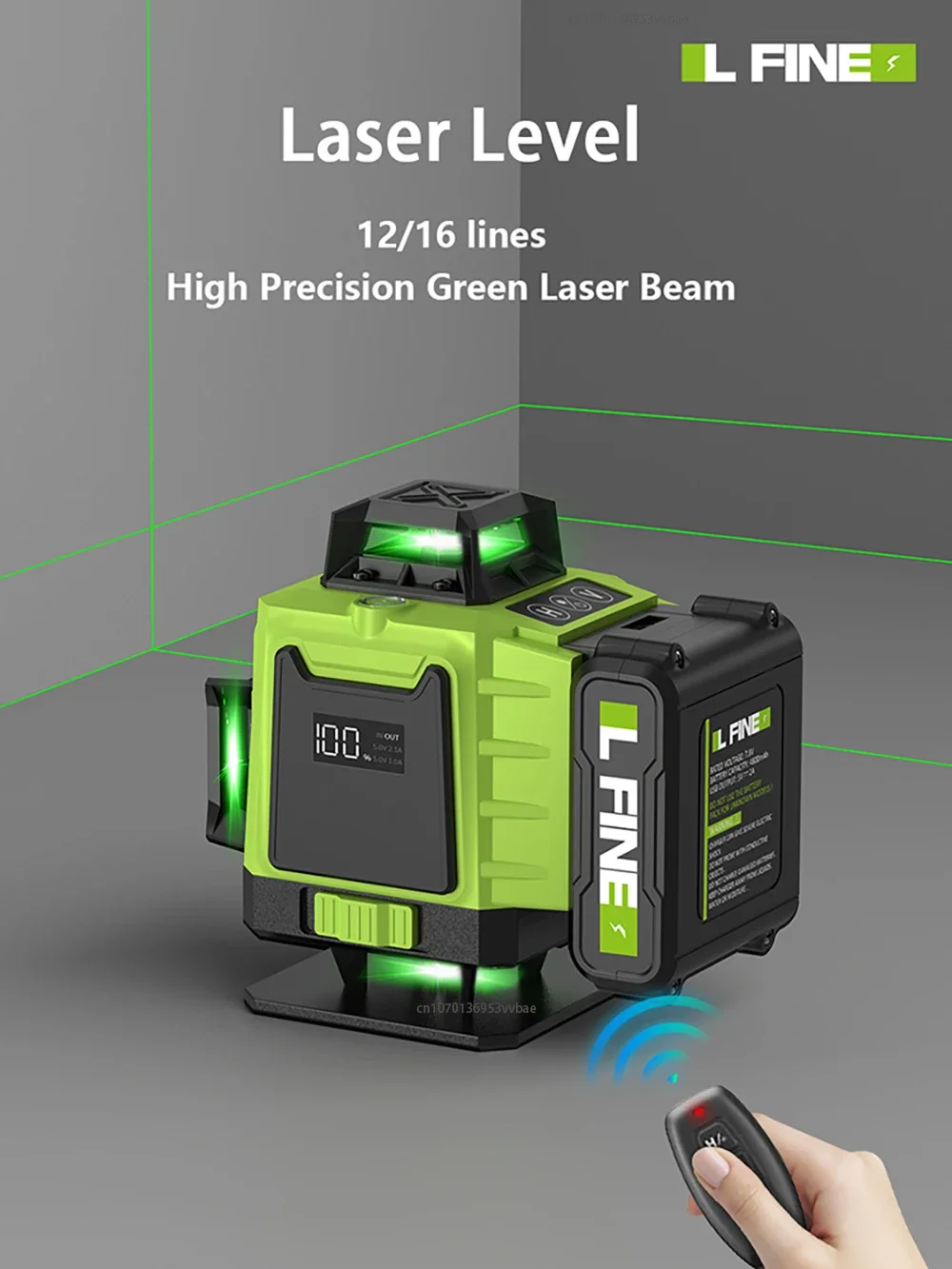 LFINE 4D Professional Laser Level 16 Lines Horizontal And Vertical With Remote Control  360°Self-leveling Laser Levels