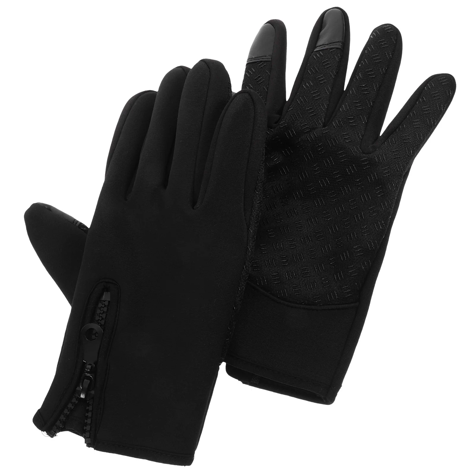 Xl قفازات سوداء كاملة الأصابع معطف شتوي شاشة تعمل باللمس مقاوم للماء يندبروف الصوف قبضة مريحة قفازات الشتاء