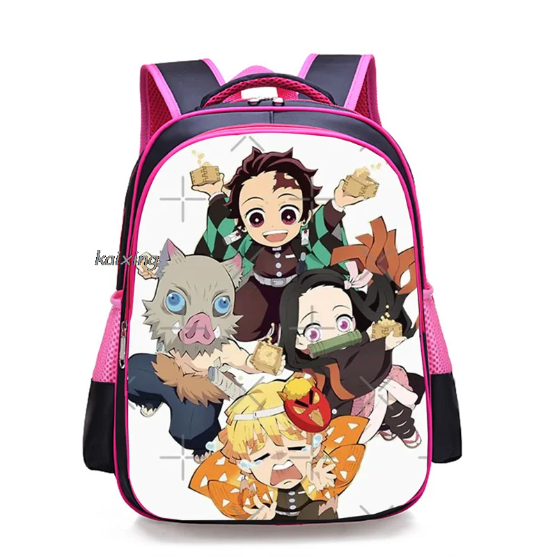 Moda 14 cali Mochila Kpop Anime pogromca demonów torby szkolne dla dziewczynek chłopców ortopedyczna plecaki na ramię Mochila Infantil Purple