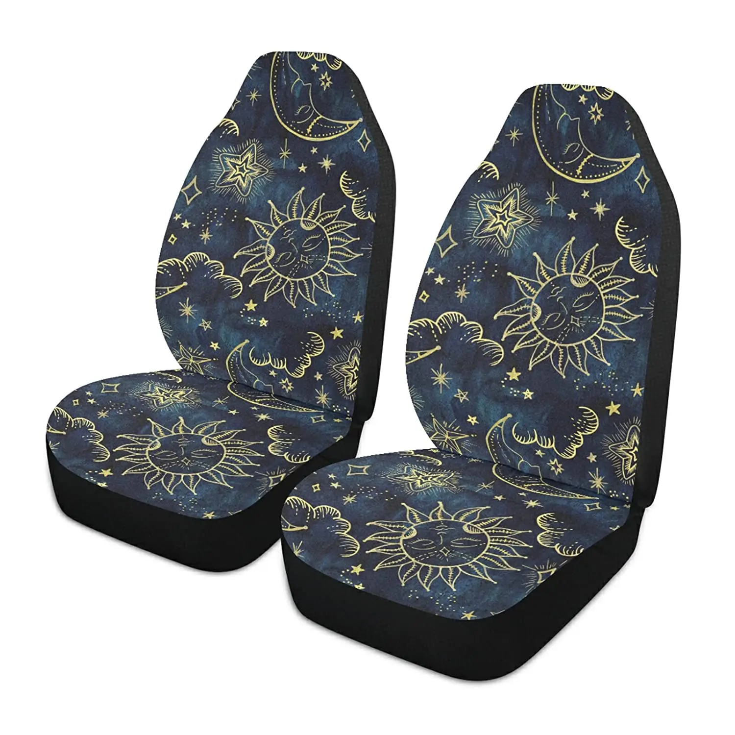 Sun Moon Boho Cosmos Astrology Car Seat Cover Front Seats Only for Women Men Seat Cover w/Organizer Pocket for Cars SUV 1 pc