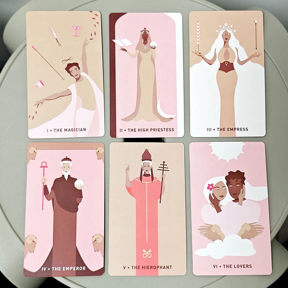 10.3*6cm 젠틀 하트 타로 78 Pcs 핑크 카드는 표면에 가져옵니다. 순조롭게 이미 가치가 있습니다.