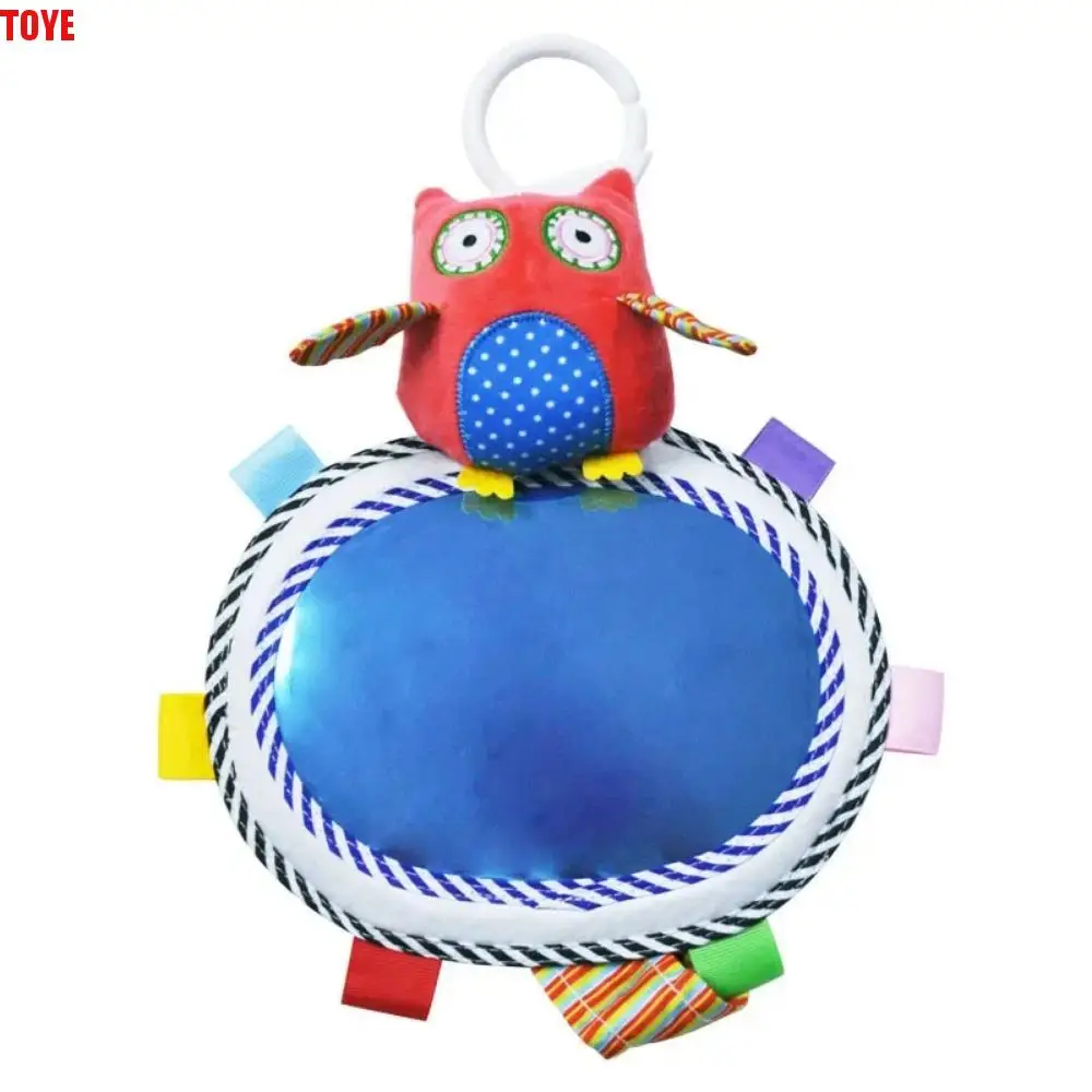 

Cartoon Animal Plush Toys Baby Car Rear View Mirror Adjustable Colored Labels Baby Cognitive Mirror Toy Table Support Sound
