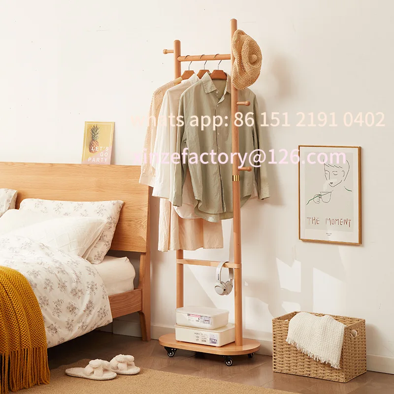 

Customizable small apartment hanger beech floor coat rack
