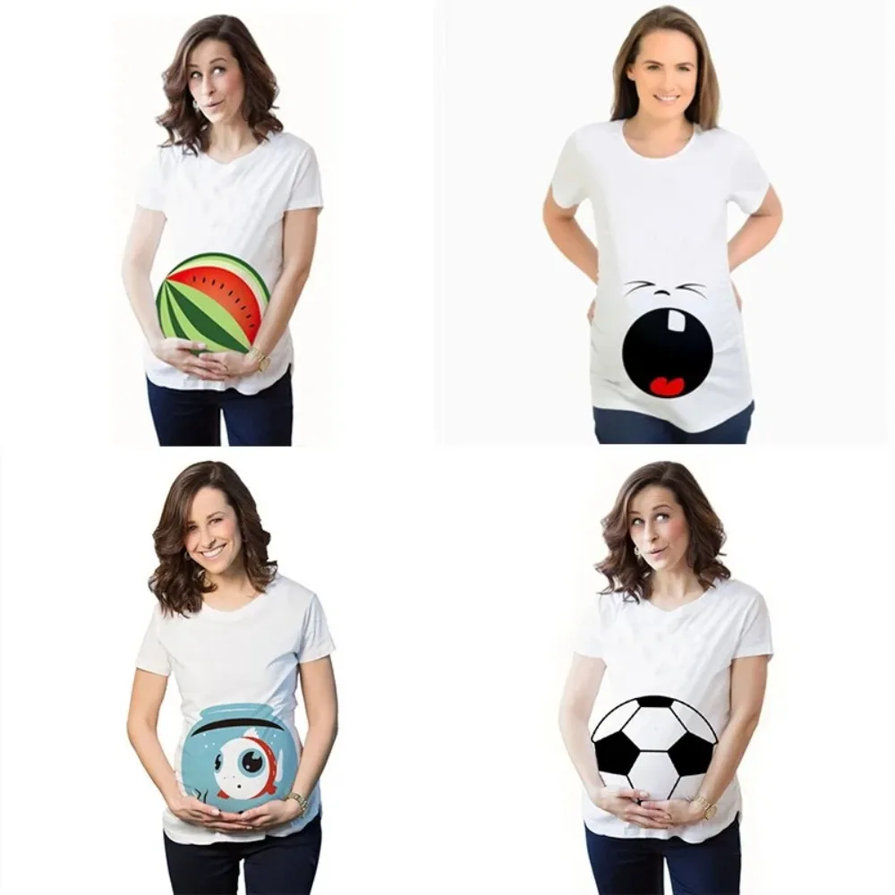 New Women Pregnant Printed Pregnant T Shirt Maternity Short Sleeve T-shirt Pregnancy Announcement Shirt New Mom Tshirts Clothes