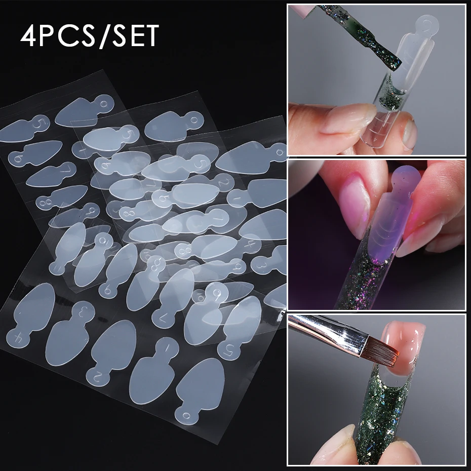 96pcs French Fringe Nails Forms Tips Soft Silicone Smile Line Auxiliary Guides Pad Extension Building Manicure Tools Prolong Set