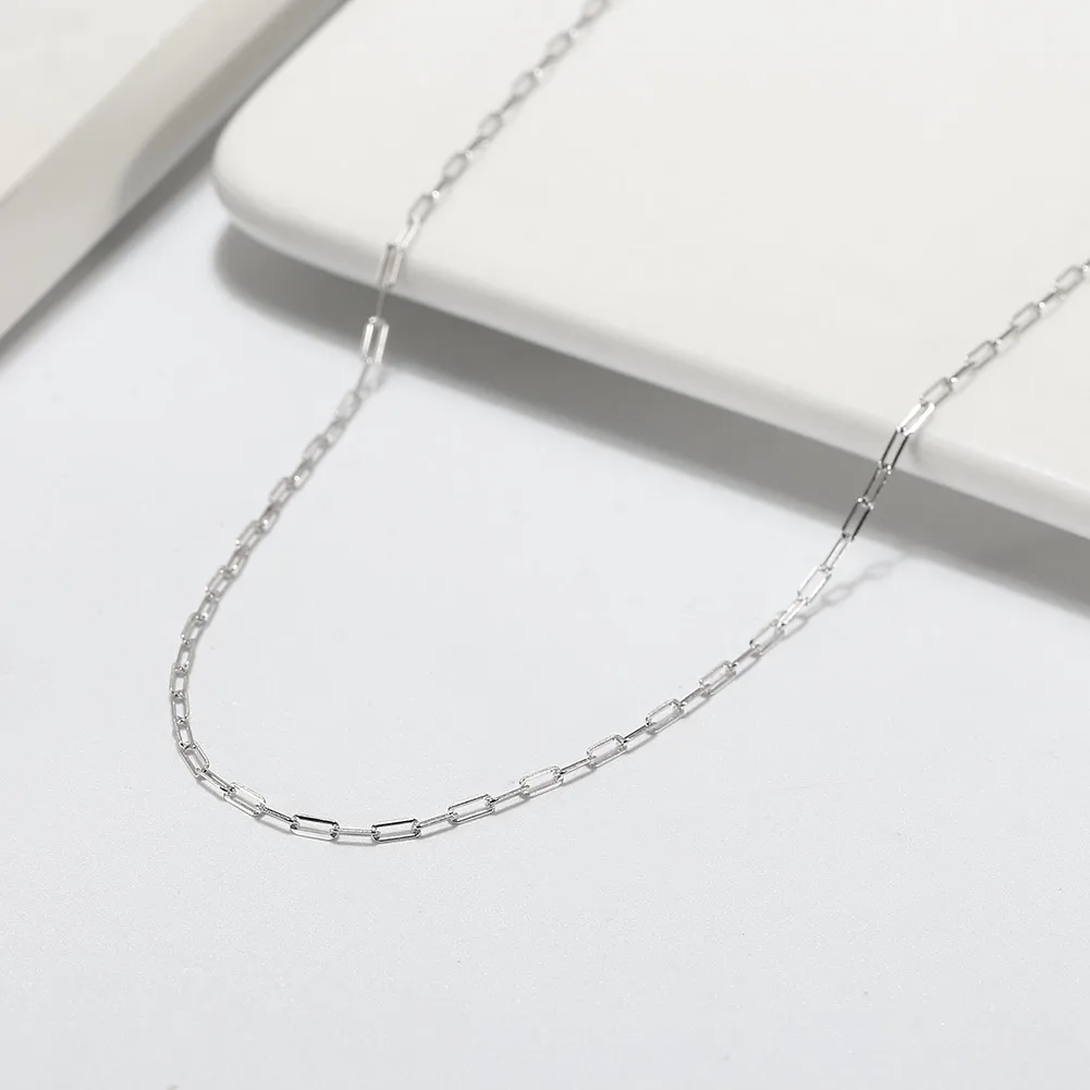 Effie Queen 925 Reines Silber Dünne Paperclip-Ketten-Halskette Einfacher Feiner Schmuck für Frauen Zierliche Büroklammer-Gliederkette Party SC39 – Detail 9