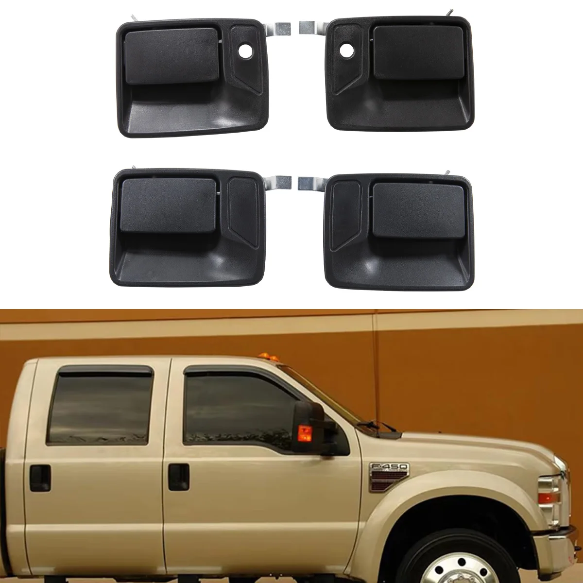 4 Pcs Exterior Outside Door Handle Front Rear For Ford F250 F350 F450 F550 Super Duty 1999-2016 For Ford Excursion 2000-2005