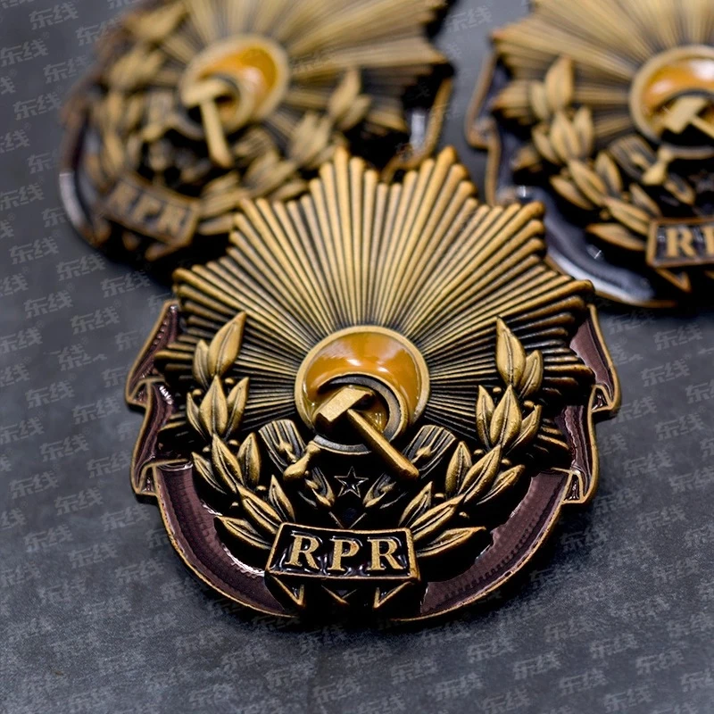 مطرقة ذهبية ومنجل مع إكليل الغار الفضي وتصميم أمة الله على الطراز العتيق RPR دبوس طية صدر السترة شارة سوفيتية قابلة للجمع #2