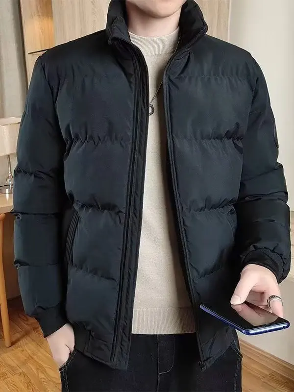 

Men's Winter Jaet Trendy Korean Sle Warm Cotton Coat Versatile Bread Sle Workwear Cotton Clothes for Youth Casual Wear