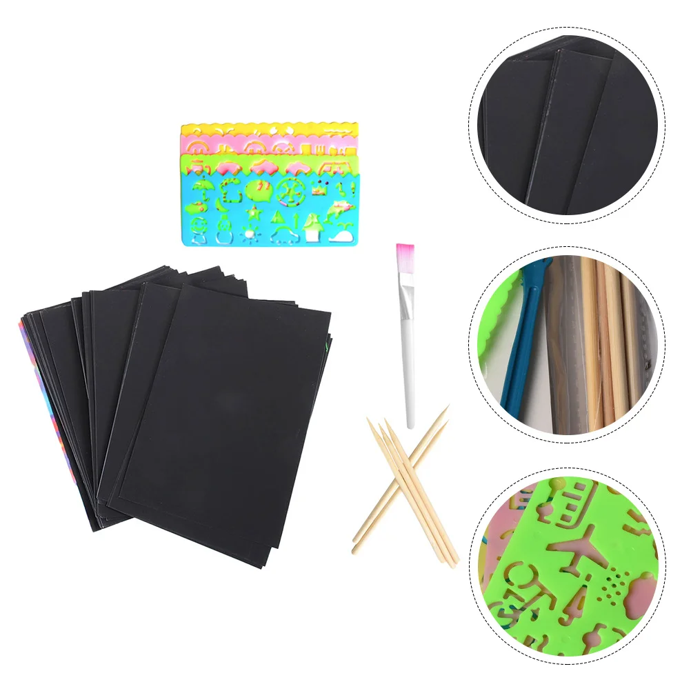 1 conjunto 1 conjunto kit para crianças grosso preto folhas de papel de risco diy desenho artesanato conjunto raspar arte artesanato materiais de arte