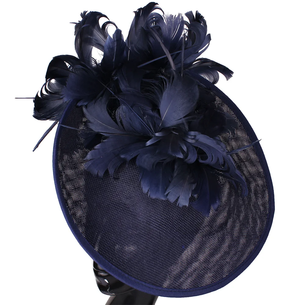 

Elegant Womens Derby Big Hats Fascinator Church Wedding Formal Headpiece Hairpins Fancy Feather Flower Ladies Hair Accessories