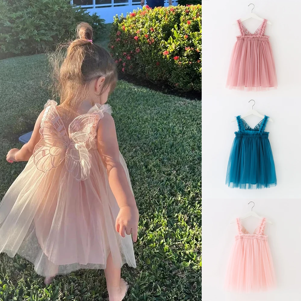 girls wings cute dresses baby ball gown tutu dress children summer clothes kids birthday party clothing for summer