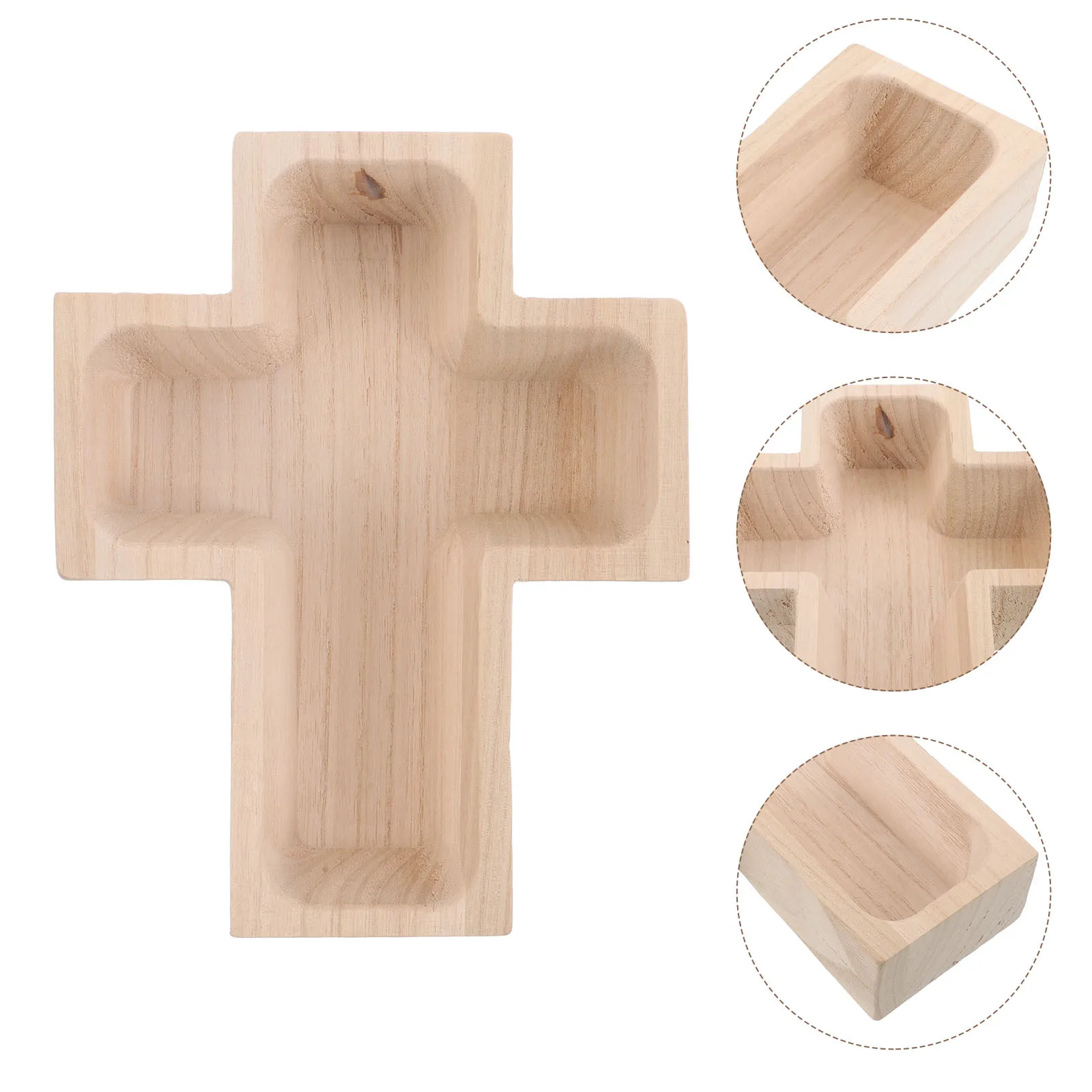 

Wooden Serving Tray Cross Shape 1 Piece Fruit Bowl for Snacks Dried Fruits Candy Charcuterie Board Home Gathering Decoration