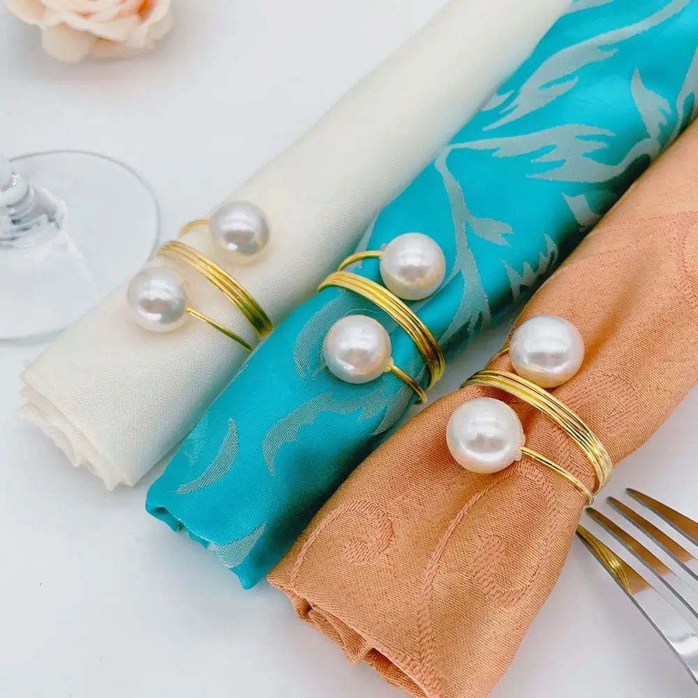 Minimalist Pearl Napkin Ring For Dinner Table Decor Metal Napkin Holder Wedding Party Banquet Dining Decoration
