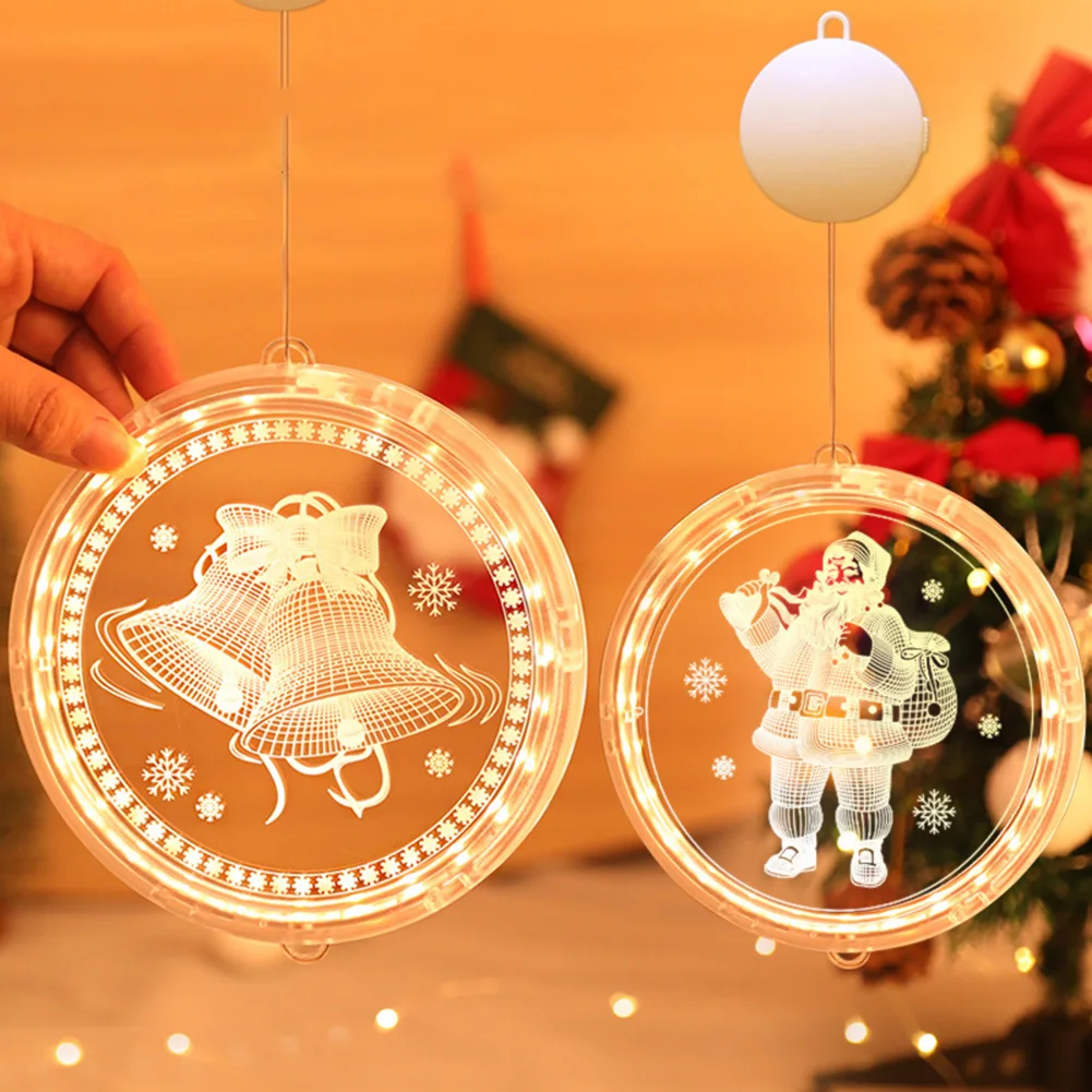 

3D LED Christmas Pendant Light Christmas Drop Ornament for Bedroom Living Room Shop Santa Snowflake Patterns New Year Home Decor