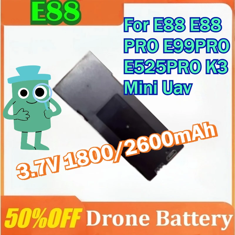

Drone Battery Accessory 3.7V 1800/2600mAh For E88 E88 PRO E99PRO E525PRO K3 Mini Uav Drone Battery 4K Drone Spare Parts Battery