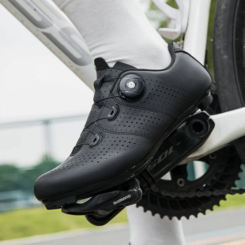 Afbeelding 5: 2026 Wide Fit Fietschoenen Heren Dames Non-Lock Racefiets Schoenen Ademend Bovenwerk Anti-Slip Rubberen Zool Platte Pedalen Sneakers Zomer