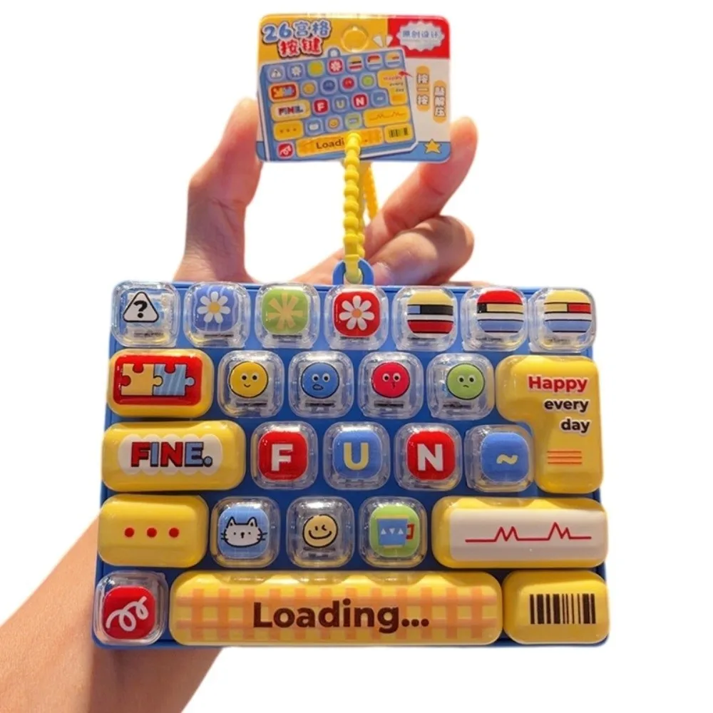 Tragbarer 26-Gitter-Tastatur-Klicker-Schlüsselanhänger, Desktop-Dekoration, Entspannungs-Fingerspitzen-Tasten-Schlüsselring, Kreativer Cartoon – Detail 10