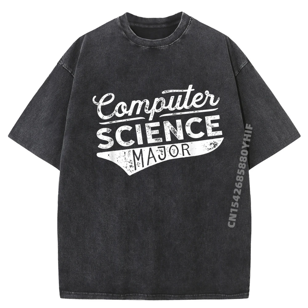 

Computer Science Major Computer Science White T Shirt Men Shirts Big And Tall Classic Washed Vintage Printed Shirt