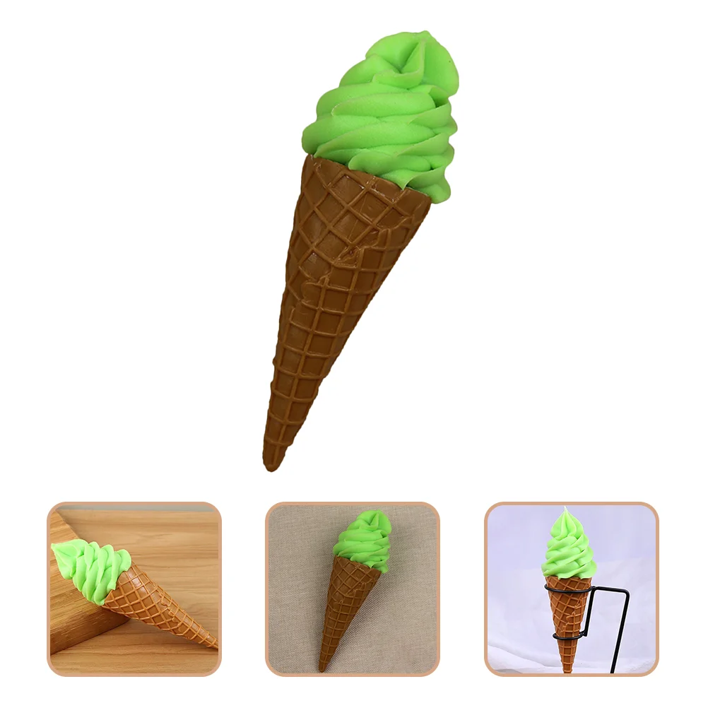 Jumbo Slow Ice Cream Cone Artificial Pretend Toy Fake for Photography Green Pvc
