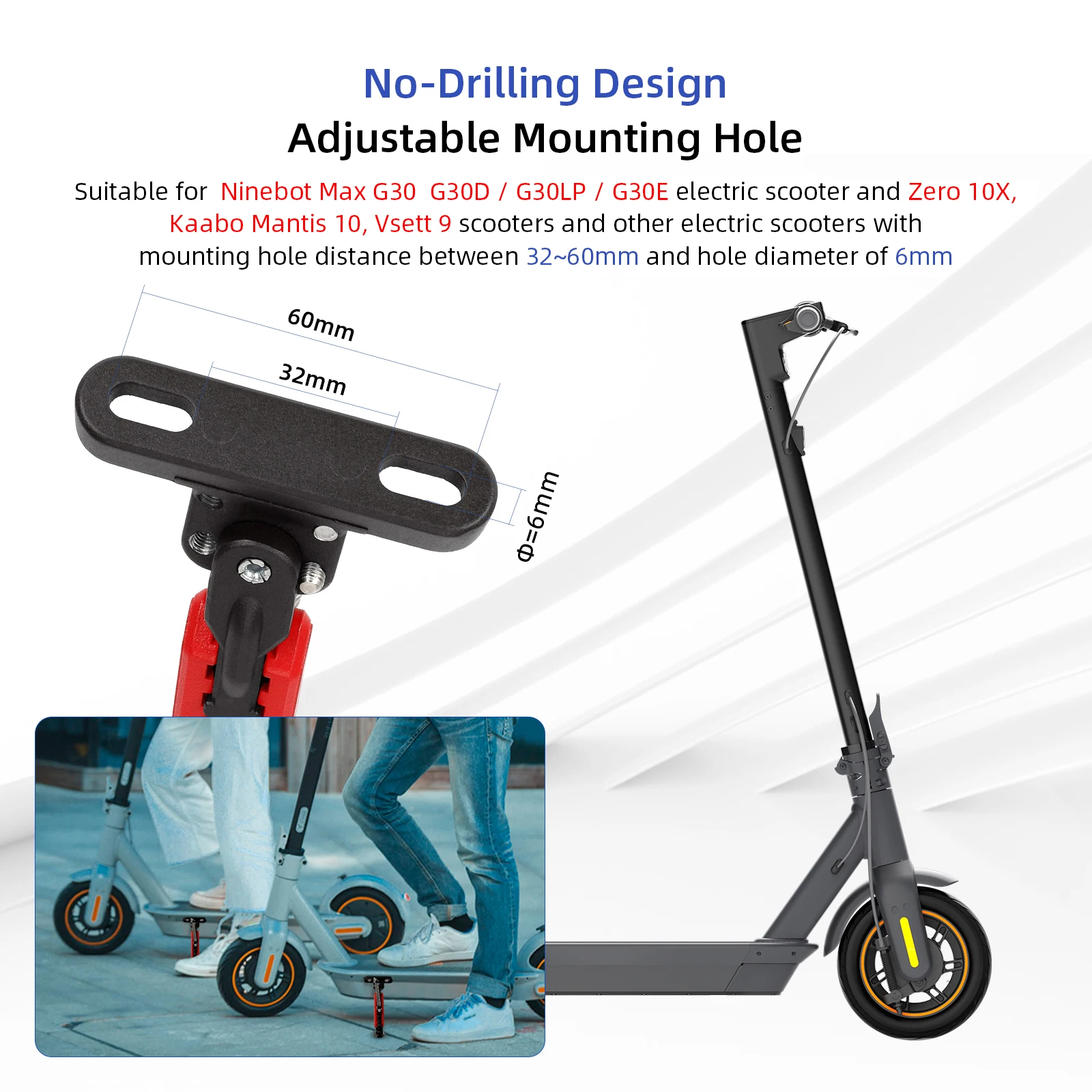 Ulip V2.0 Scooter Kickstand Foot Support Adjustable Side Parking Stand Accessories For Max G30 Zero 10X Kaabo Mantis 10 Vsett 9