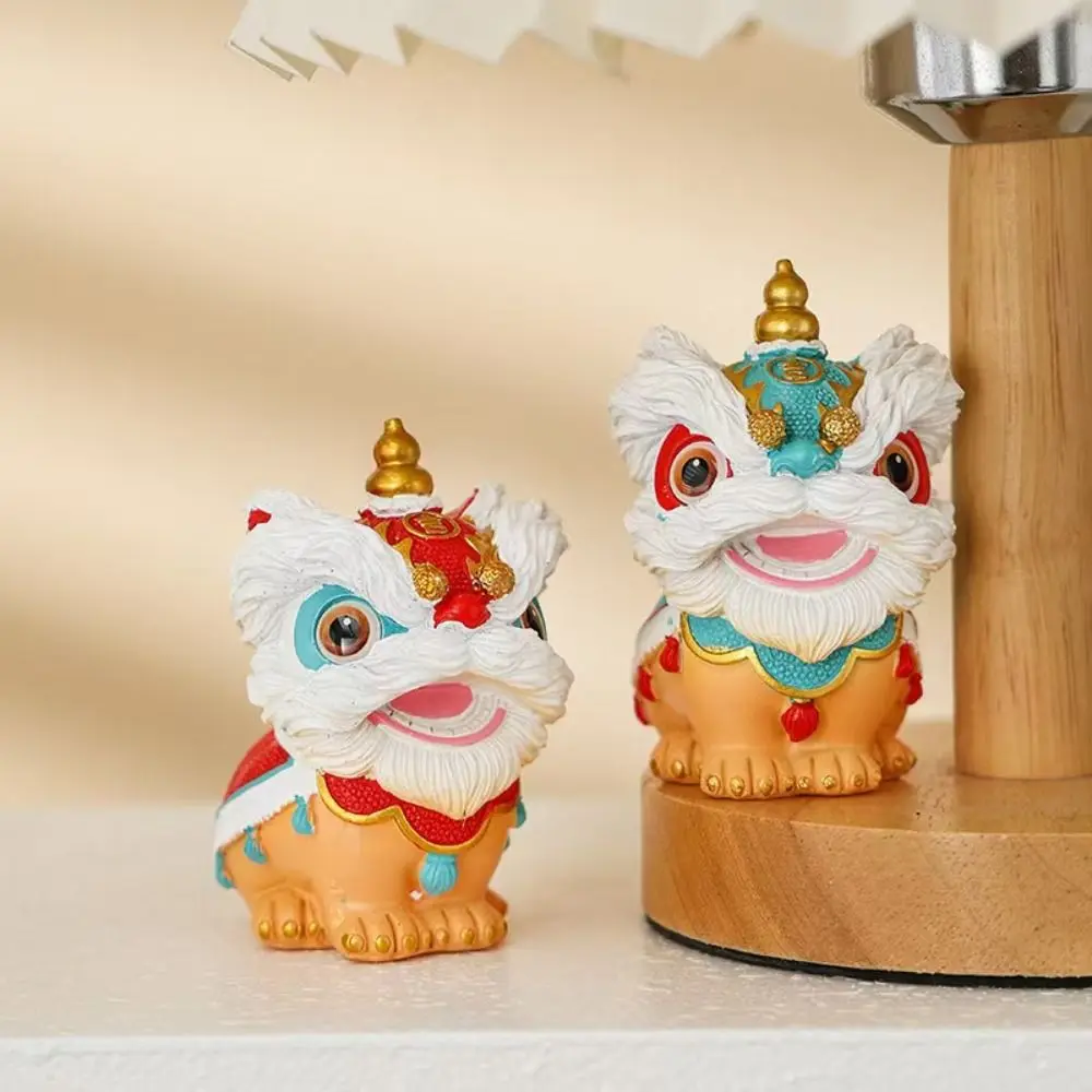 

Lovely Modern Handicraft Lion Ornament Chinese Style Resin Animal Statue Miniatures Figurine Sculpture