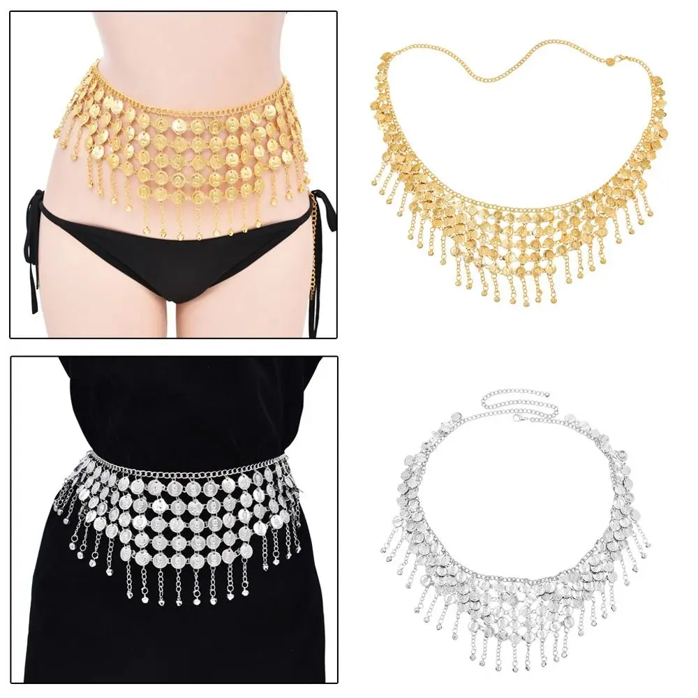 Joyería para el cuerpo, danza del vientre de la India, cadena de cintura de Color dorado y plateado, cinturones de cadena de flores huecas turcas tailandesas gitanas, cinturones de Metal