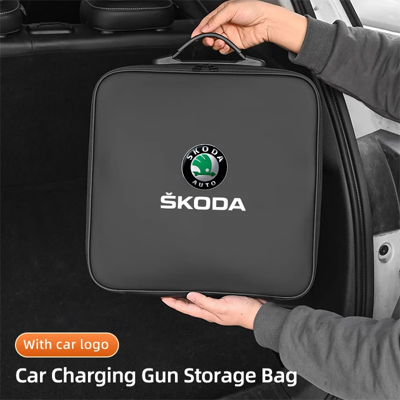 EV Car Charging Cable Storage Box Electric Vehicle Charger Cables Carry Bag For Skoda Octavia PRO Kodiaq Elroq Kylaq Kamiq