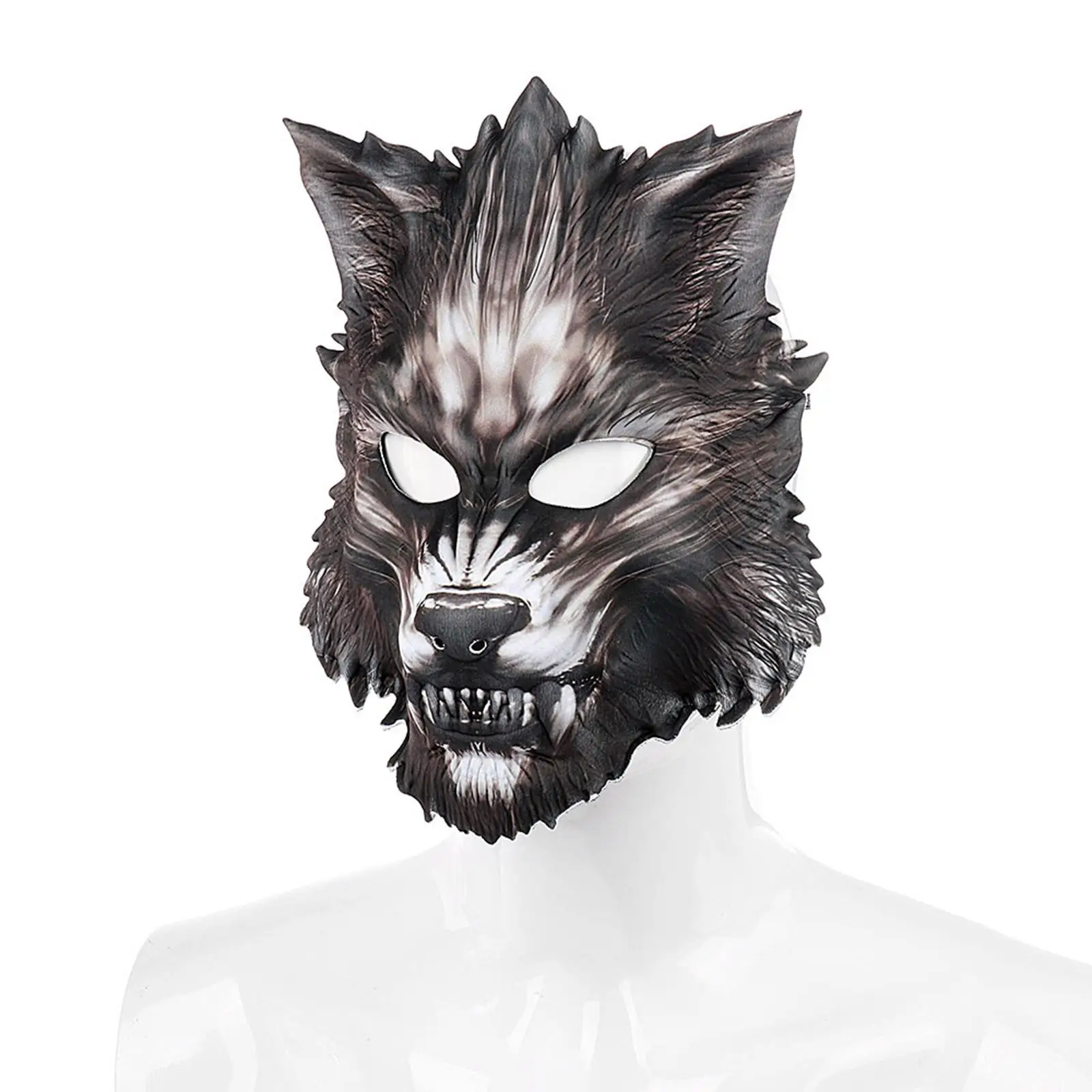 Maschera di lupo di Halloween, mezza faccia di animale EVA spaventoso per spettacoli notturni in costume da uomo Aldult