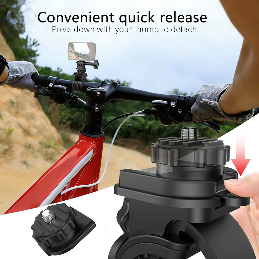 360 ° Drehbare Fahrradlenker-Halterung für GoPro Hero 13 12 11, DJI Pocket 4 und Insta360 X5 Action-Kamera mit Schnellverschluss-Klemme – Detail 7